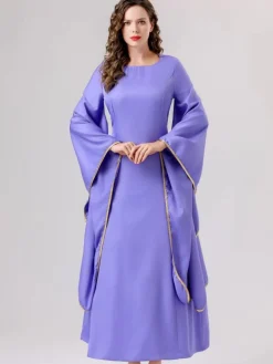 Outlet Retro Stage 2PCS 1940s Evil Queen Dress & Long Cloak Purple