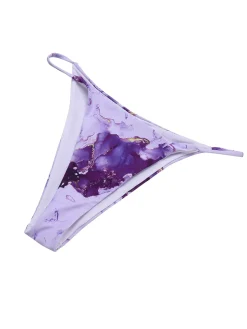 Best Retro Stage 3PCS 1970s Irregular Print Bikini Set Purple