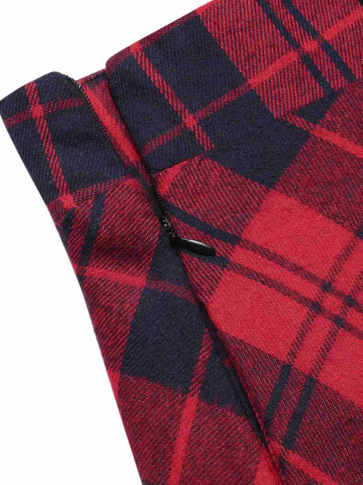 Best Retro Stage 2PCS 1940s Lapel Top & Plaid Skirt Red