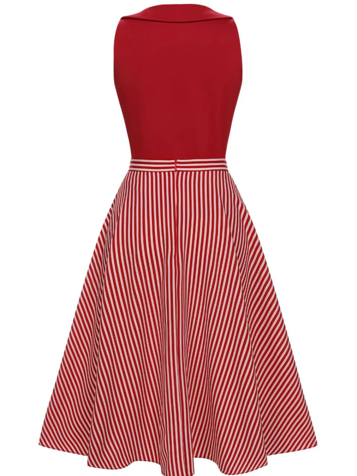 Sale Retro Stage 2PCS 1940s Lapel Top & Stripes Skirt Red