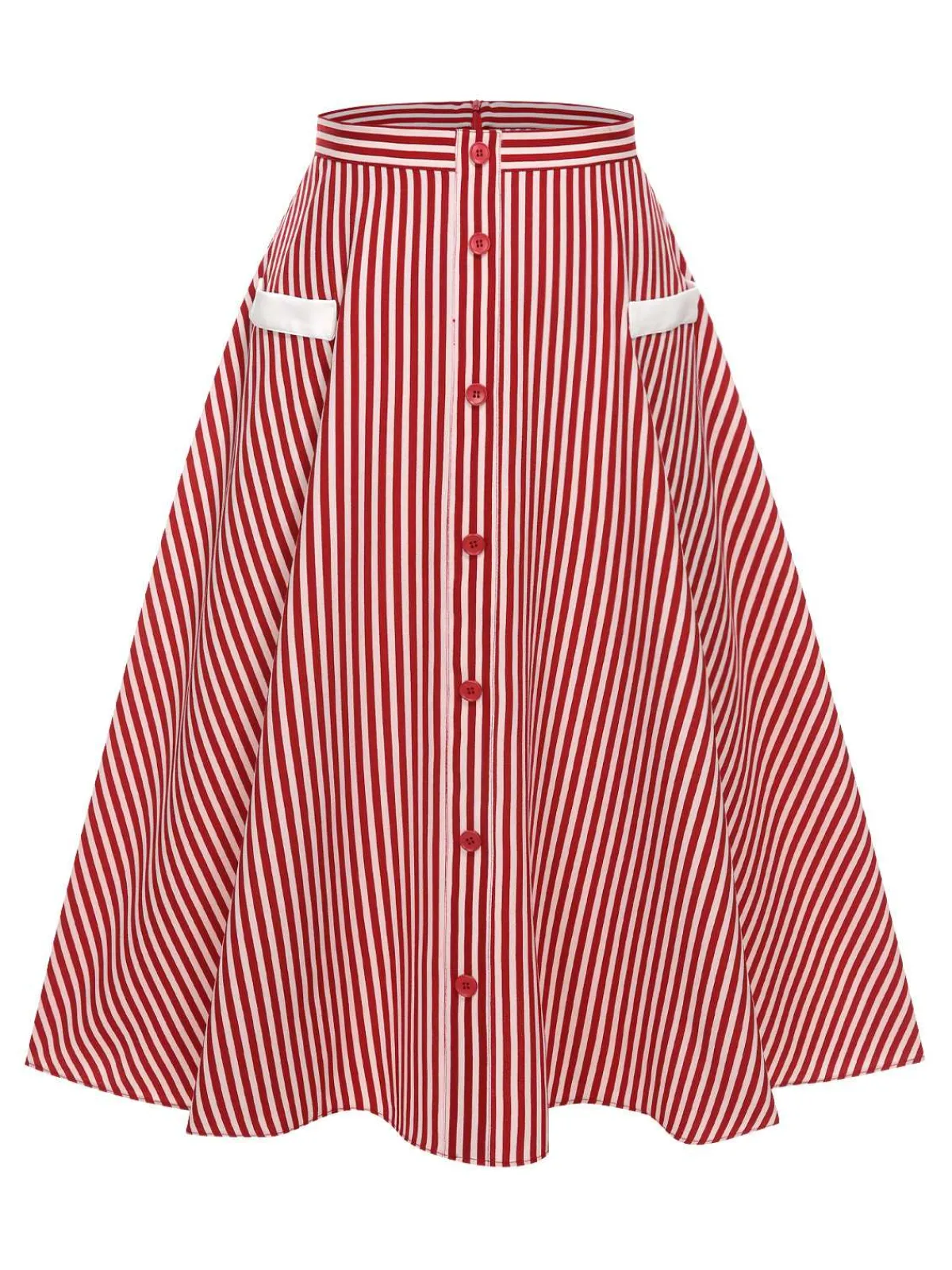 Sale Retro Stage 2PCS 1940s Lapel Top & Stripes Skirt Red