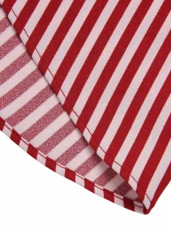Sale Retro Stage 2PCS 1940s Lapel Top & Stripes Skirt Red
