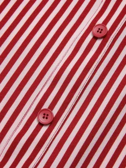 Sale Retro Stage 2PCS 1940s Lapel Top & Stripes Skirt Red