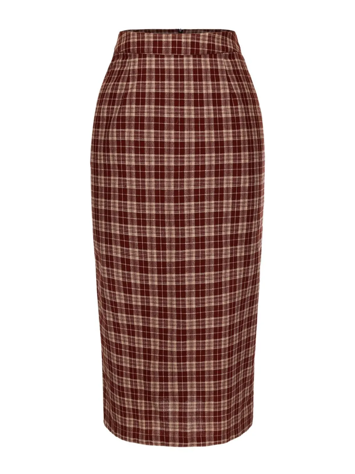 Clearance Retro Stage 2PCS 1960s Plaid Lapel Short Coat & Slit Skirt Red