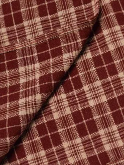 Clearance Retro Stage 2PCS 1960s Plaid Lapel Short Coat & Slit Skirt Red