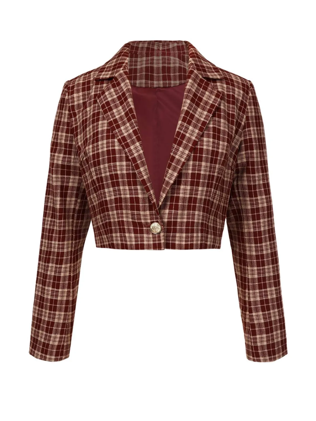 Clearance Retro Stage 2PCS 1960s Plaid Lapel Short Coat & Slit Skirt Red
