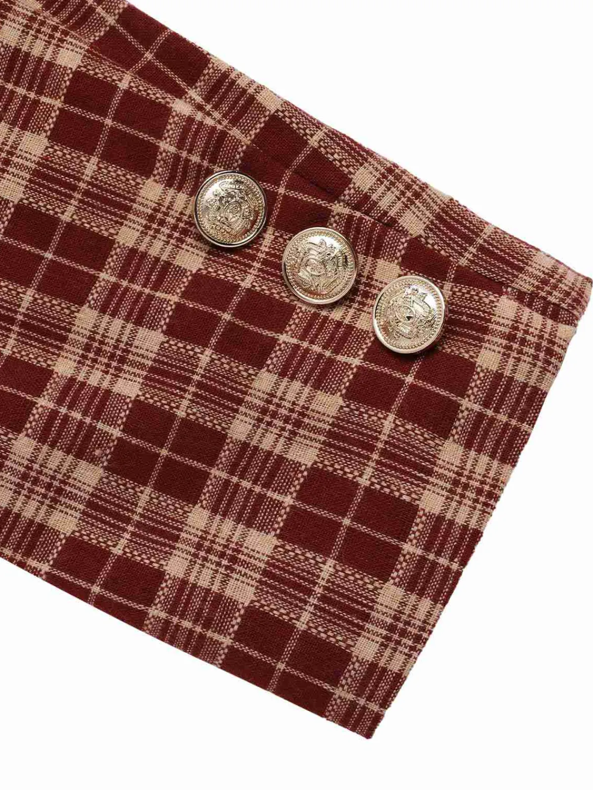 Clearance Retro Stage 2PCS 1960s Plaid Lapel Short Coat & Slit Skirt Red