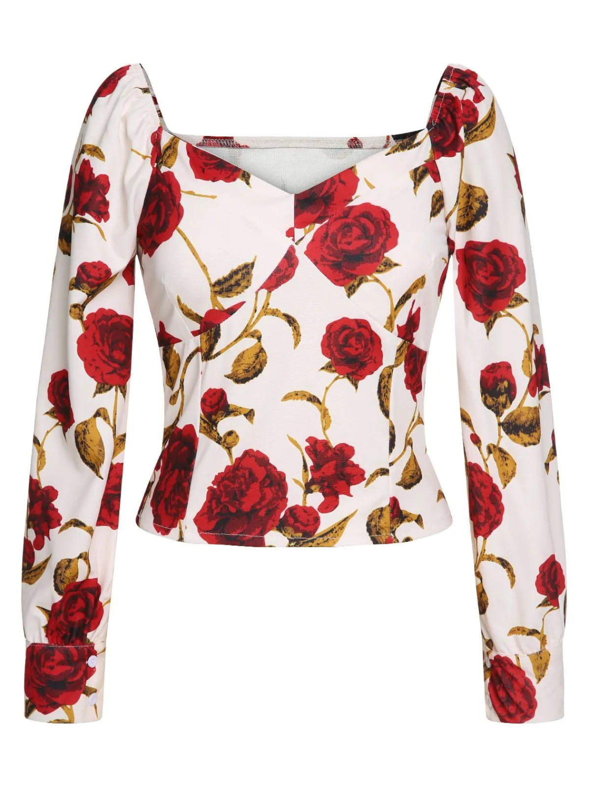 Clearance Retro Stage 2PCS 1960s Rose Blouse & Pleated Skirt Red