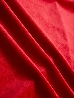 Hot Retro Stage 2PCS Red 1930s Velvet Lace Patchwork Top & Skirt Deep Red