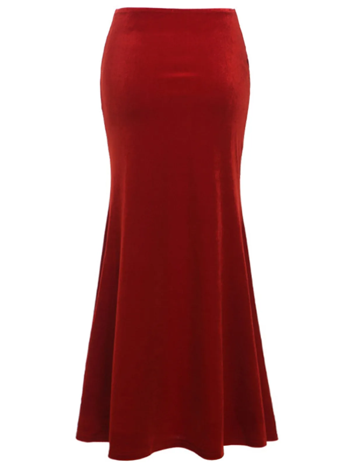 Hot Retro Stage 2PCS Red 1930s Velvet Lace Patchwork Top & Skirt Deep Red