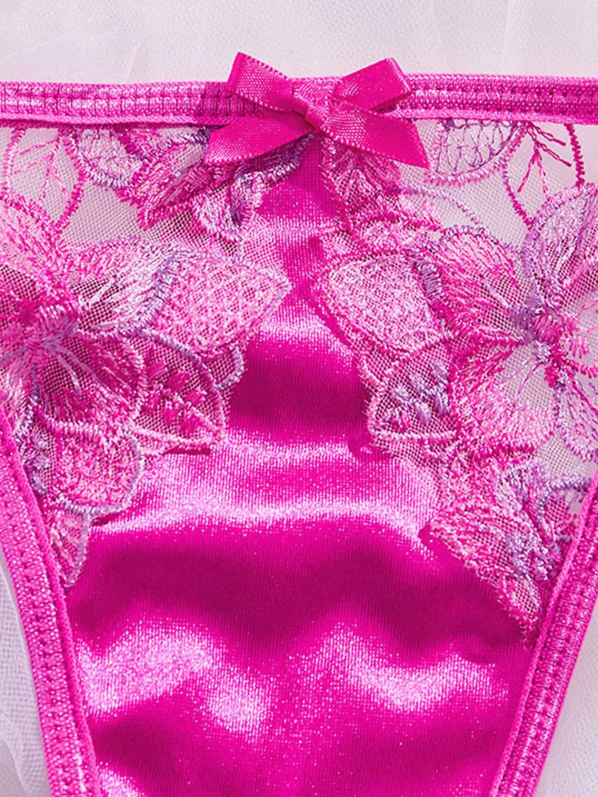 Fashion Retro Stage 2PCS 1950s Lace Satin Lingerie Pajamas Rose Red