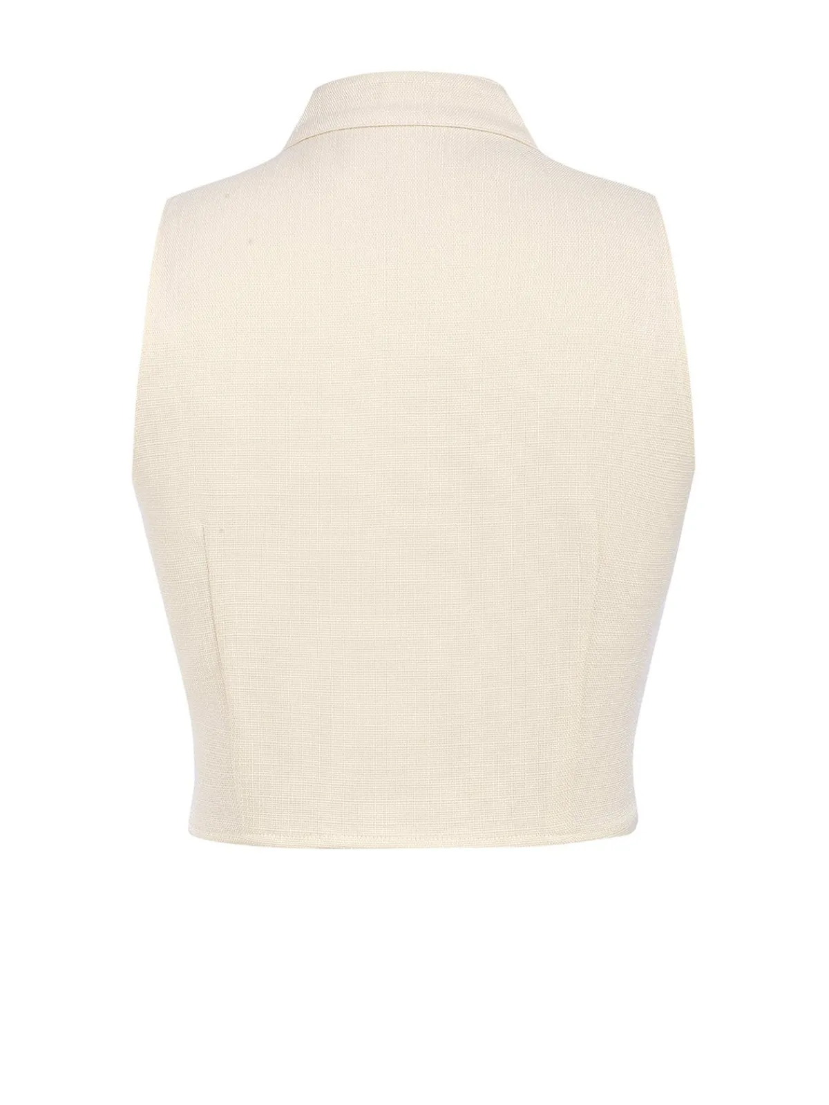 Hot Retro Stage 2PCS 1960s Buttoned Vest Top & Pocket Wide Leg Pants Beige