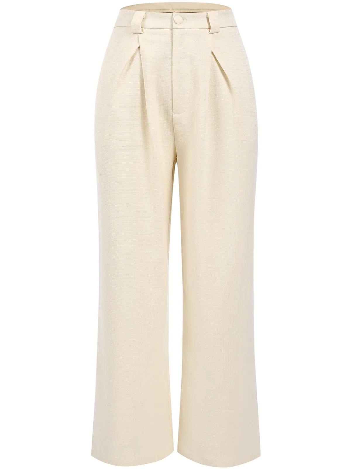 Hot Retro Stage 2PCS 1960s Buttoned Vest Top & Pocket Wide Leg Pants Beige