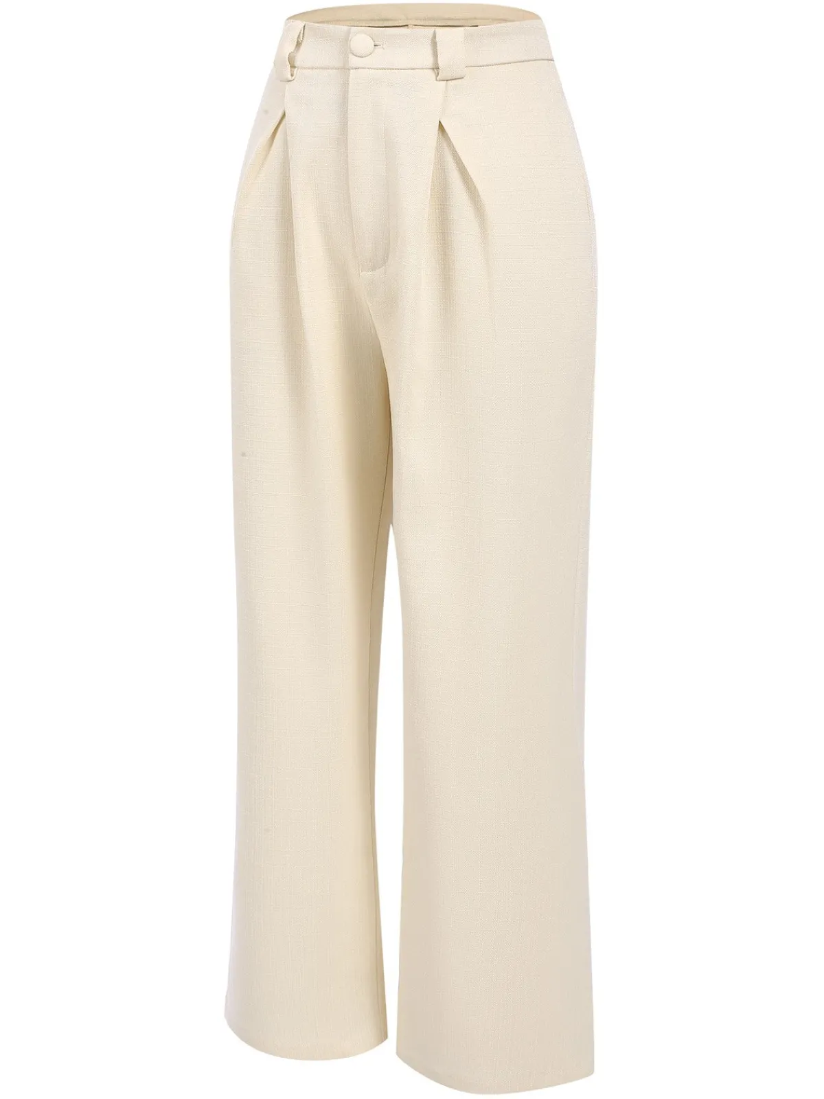 Hot Retro Stage 2PCS 1960s Buttoned Vest Top & Pocket Wide Leg Pants Beige