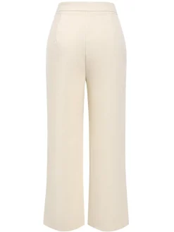 Hot Retro Stage 2PCS 1960s Buttoned Vest Top & Pocket Wide Leg Pants Beige