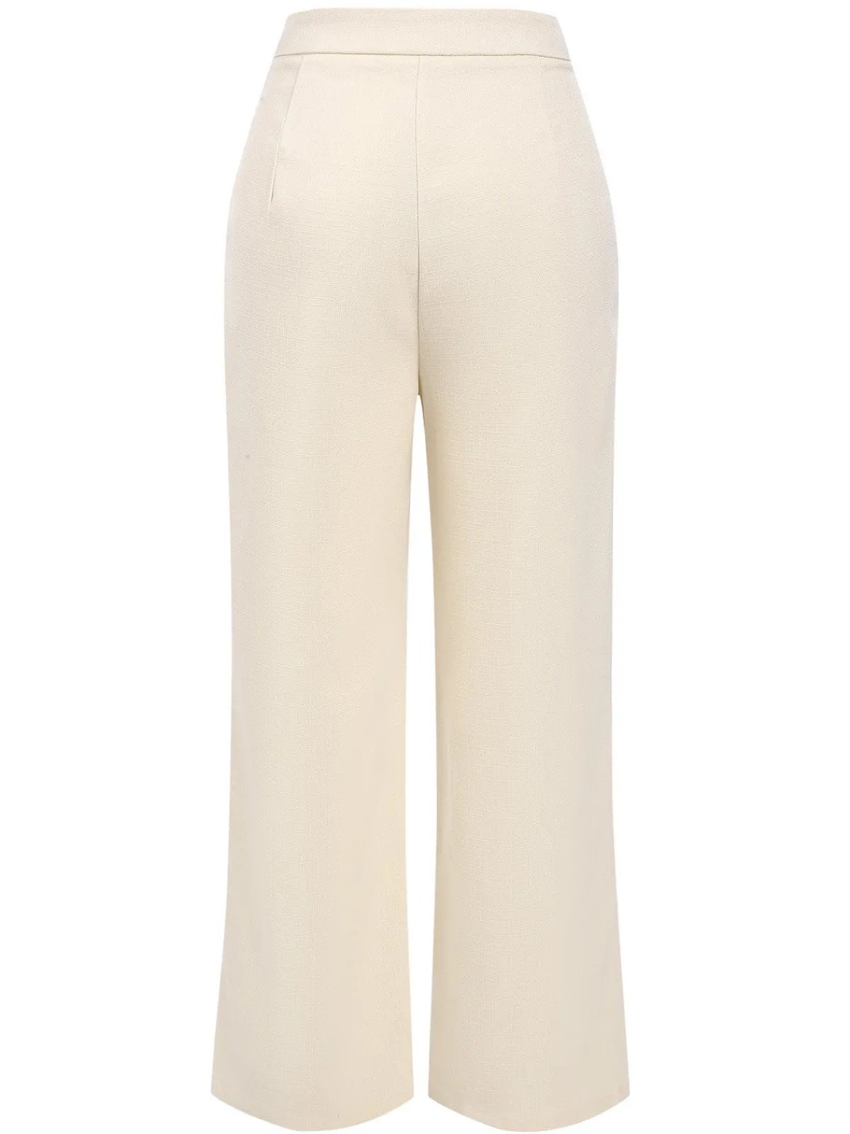 Hot Retro Stage 2PCS 1960s Buttoned Vest Top & Pocket Wide Leg Pants Beige