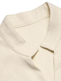 Hot Retro Stage 2PCS 1960s Buttoned Vest Top & Pocket Wide Leg Pants Beige