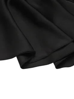 Hot Retro Stage 2PCS 1950s Black Solid Blouse & Suspender Skirt Black & White