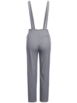 Outlet Retro Stage 2PCS 1950s Blouse Top & Suspender Pants Yellow Gray
