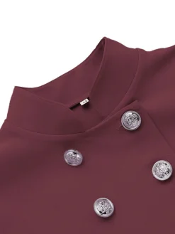Online Retro Stage 2PCS 1960s Button Work Pencil Dress