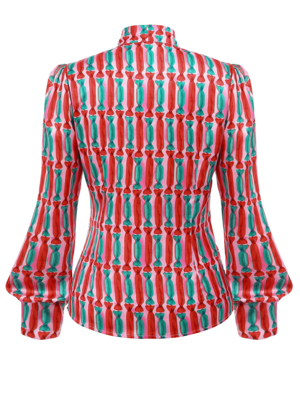 Clearance Retro Stage 2PCS 1950s Candy Tie-Up Blouse & Black Suspender Pants Pink & Black