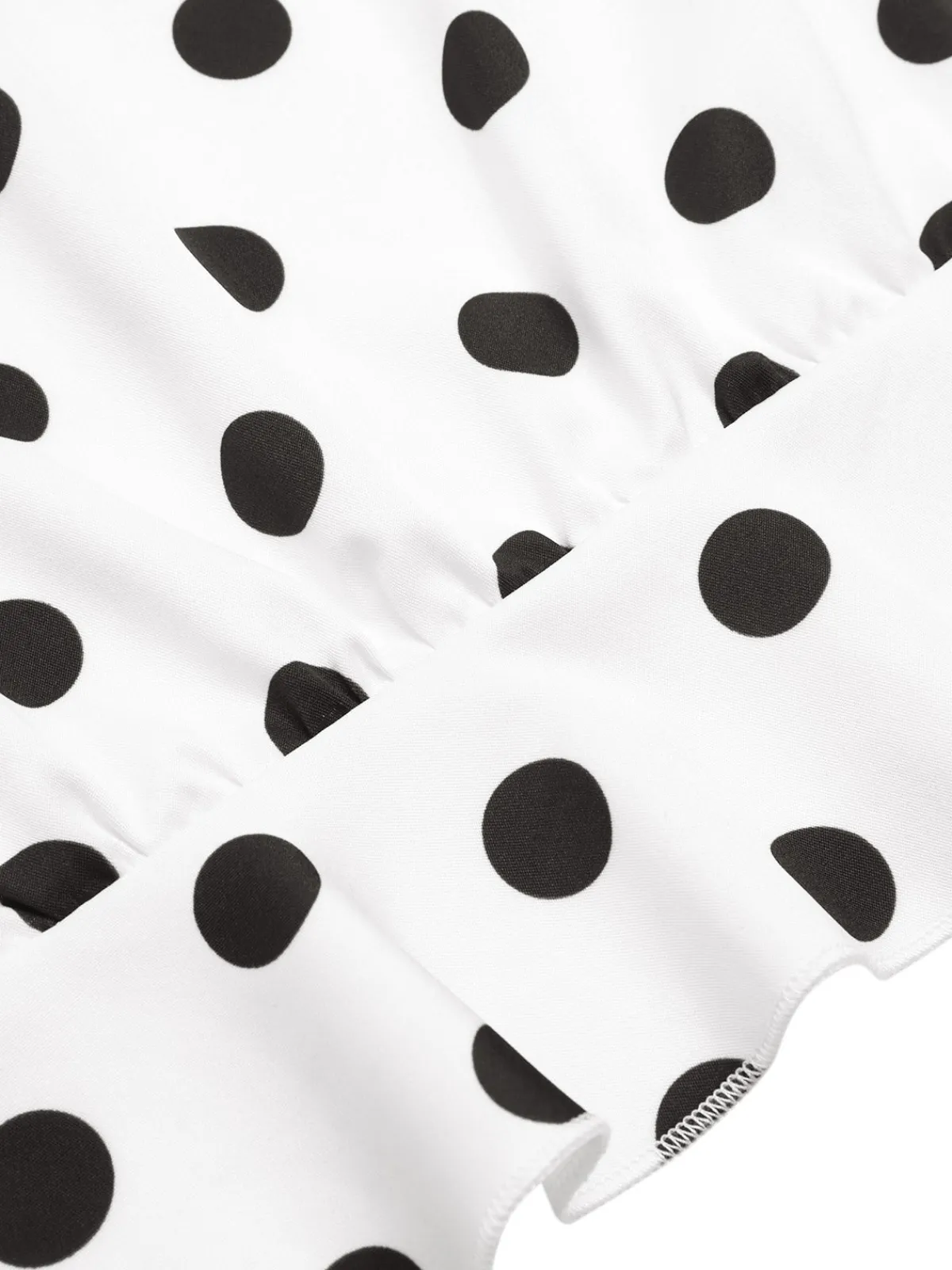Clearance Retro Stage 2PCS 1950s Deep V-Neck Polka Dots Top & Straight-Leg Pants White & Black