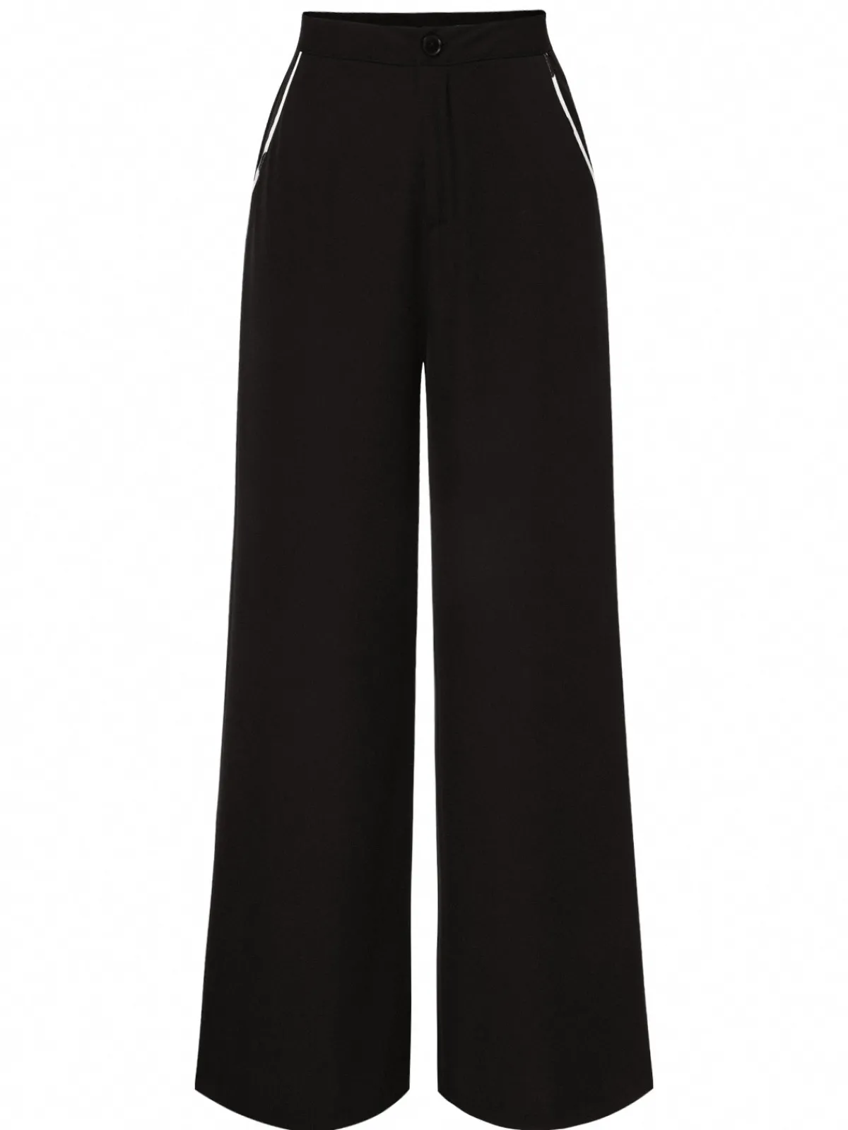 Clearance Retro Stage 2PCS 1950s Deep V-Neck Polka Dots Top & Straight-Leg Pants White & Black