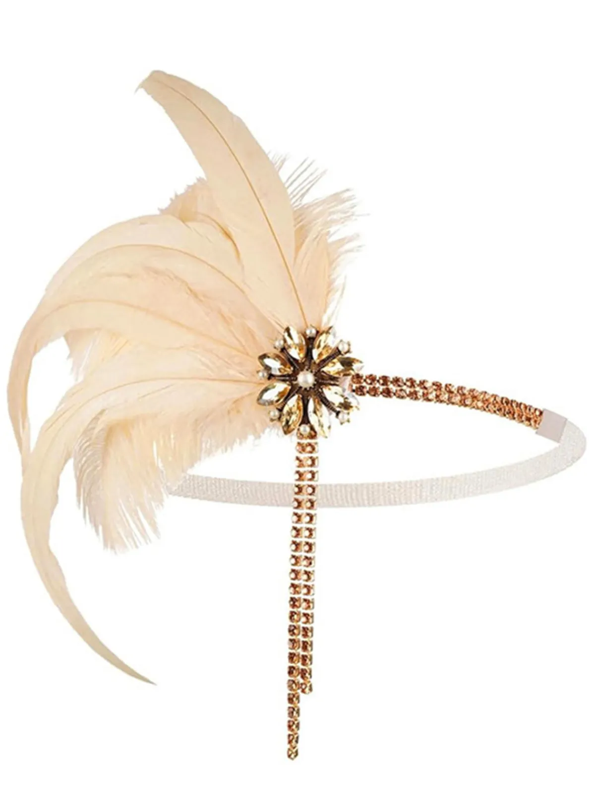 Fashion Retro Stage 4PCS 1920s Feather Headband Gloves Accessories Set