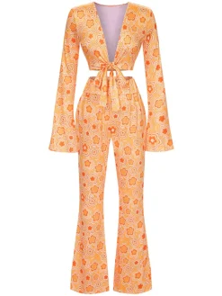 Hot Retro Stage 3PCS 1970s Flare Sleeve Disco Hippie Costume Set