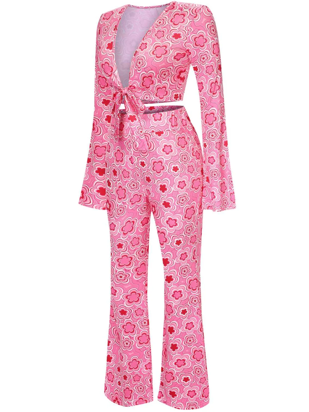 Hot Retro Stage 3PCS 1970s Flare Sleeve Disco Hippie Costume Set