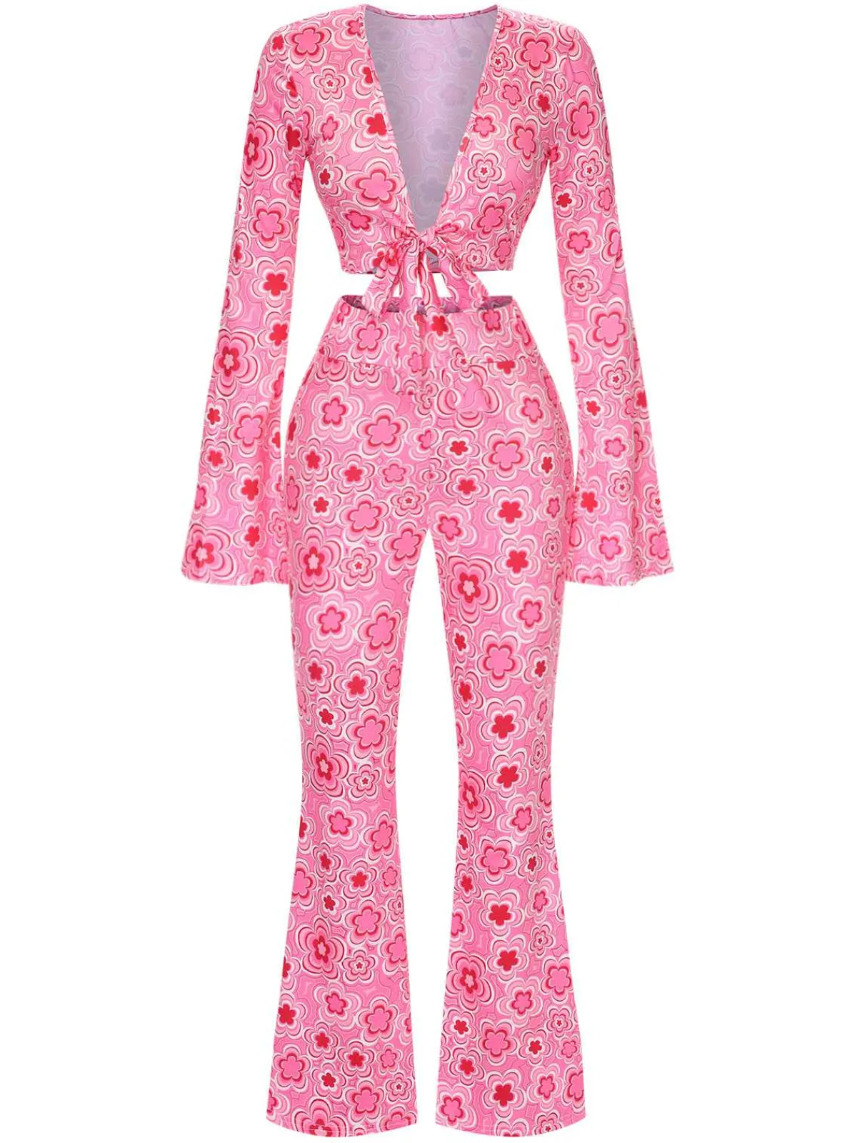 Hot Retro Stage 3PCS 1970s Flare Sleeve Disco Hippie Costume Set