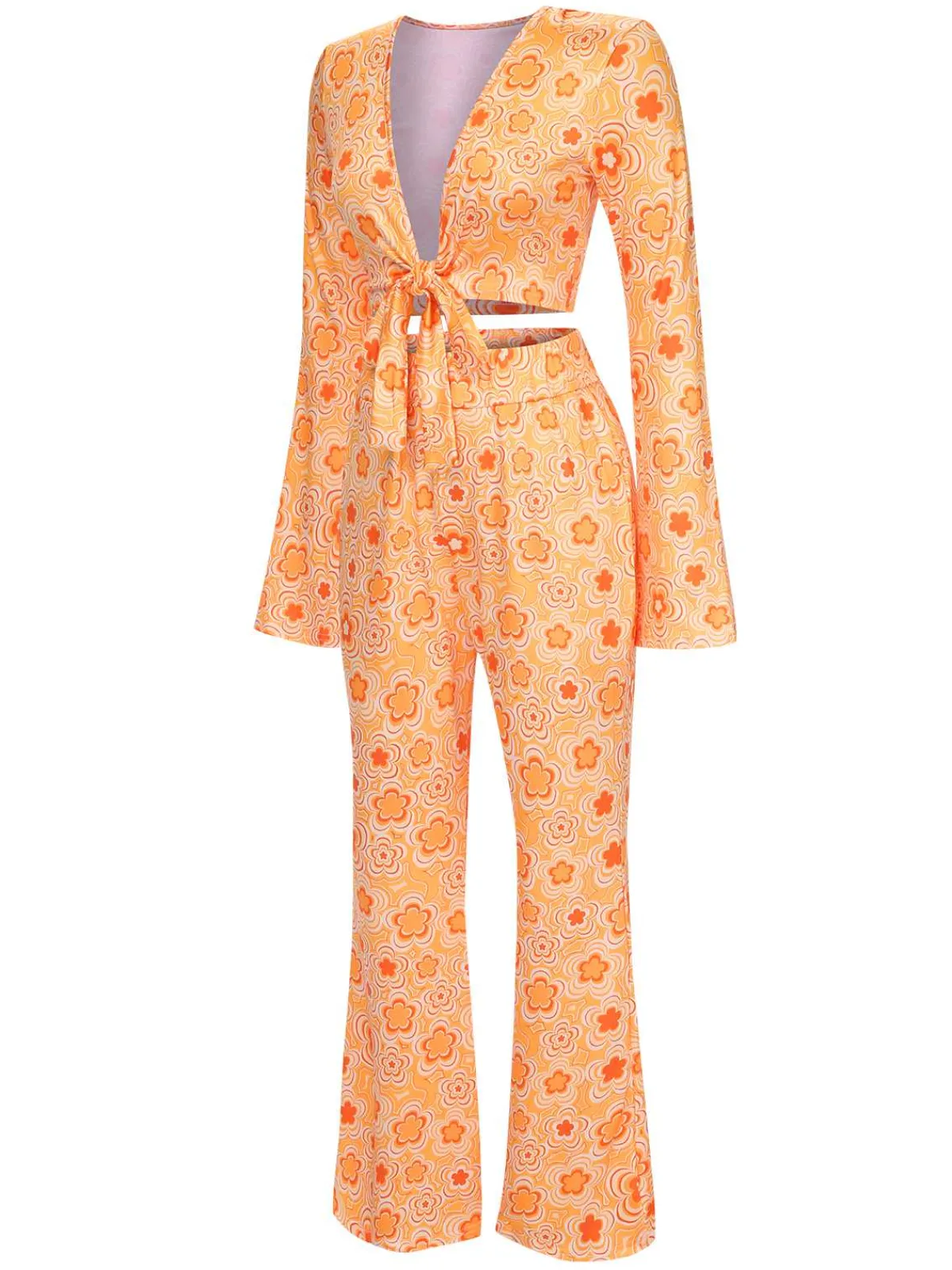 Hot Retro Stage 3PCS 1970s Flare Sleeve Disco Hippie Costume Set