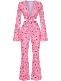 Best Retro Stage 3PCS 1970s Flare Sleeve Disco Hippie Costume Set