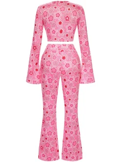 Best Retro Stage 3PCS 1970s Flare Sleeve Disco Hippie Costume Set