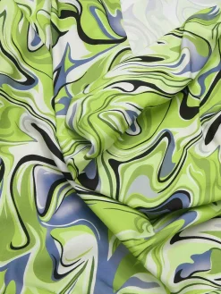 Online Retro Stage 2PCS 1940s Geometric Cowl Neck Top & Wide Leg Pants Green