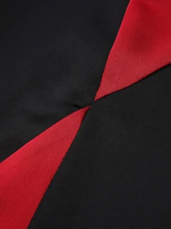 Sale Retro Stage 2PCS 1930s Halloween Fishtail Dress & Sheer Coat Black & Red