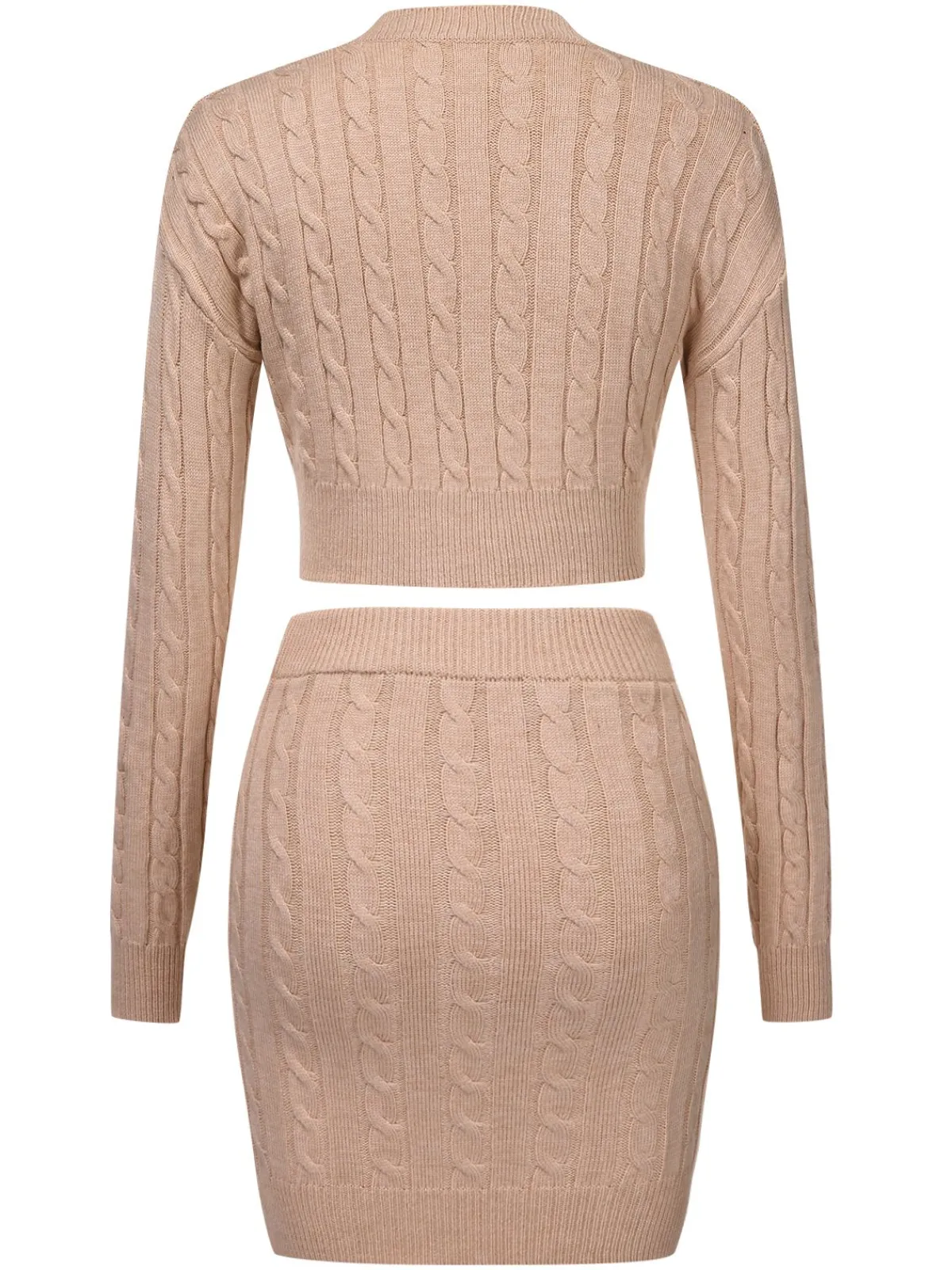 Online Retro Stage 2PCS 1960s Knitted Cropped Sweater & Skirt
