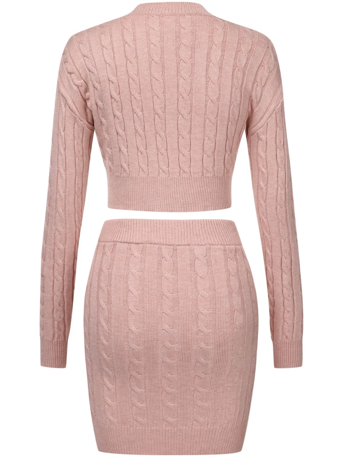 Online Retro Stage 2PCS 1960s Knitted Cropped Sweater & Skirt