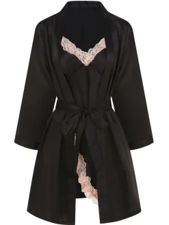 Sale Retro Stage 2PCS 1970s Lace Suspender Nightdress & Robe