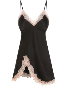 Sale Retro Stage 2PCS 1970s Lace Suspender Nightdress & Robe