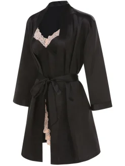 Outlet Retro Stage 2PCS 1970s Lace Suspender Nightdress & Robe