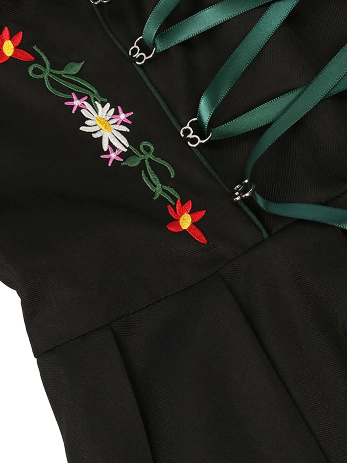 Online Retro Stage 2PCS 1950s Oktoberfest White Top & Black Dress & Apron Green
