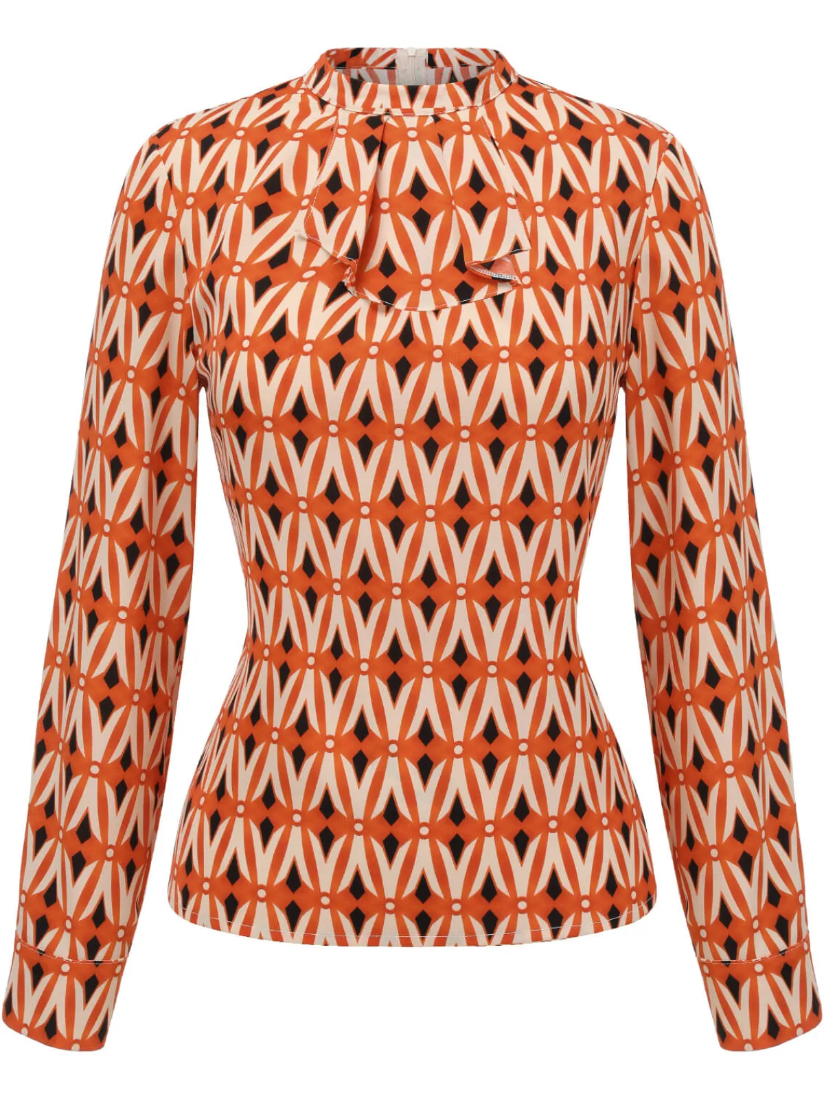 Outlet Retro Stage 2PCS 1960s Blouse & Tweed Mini Dress Orange