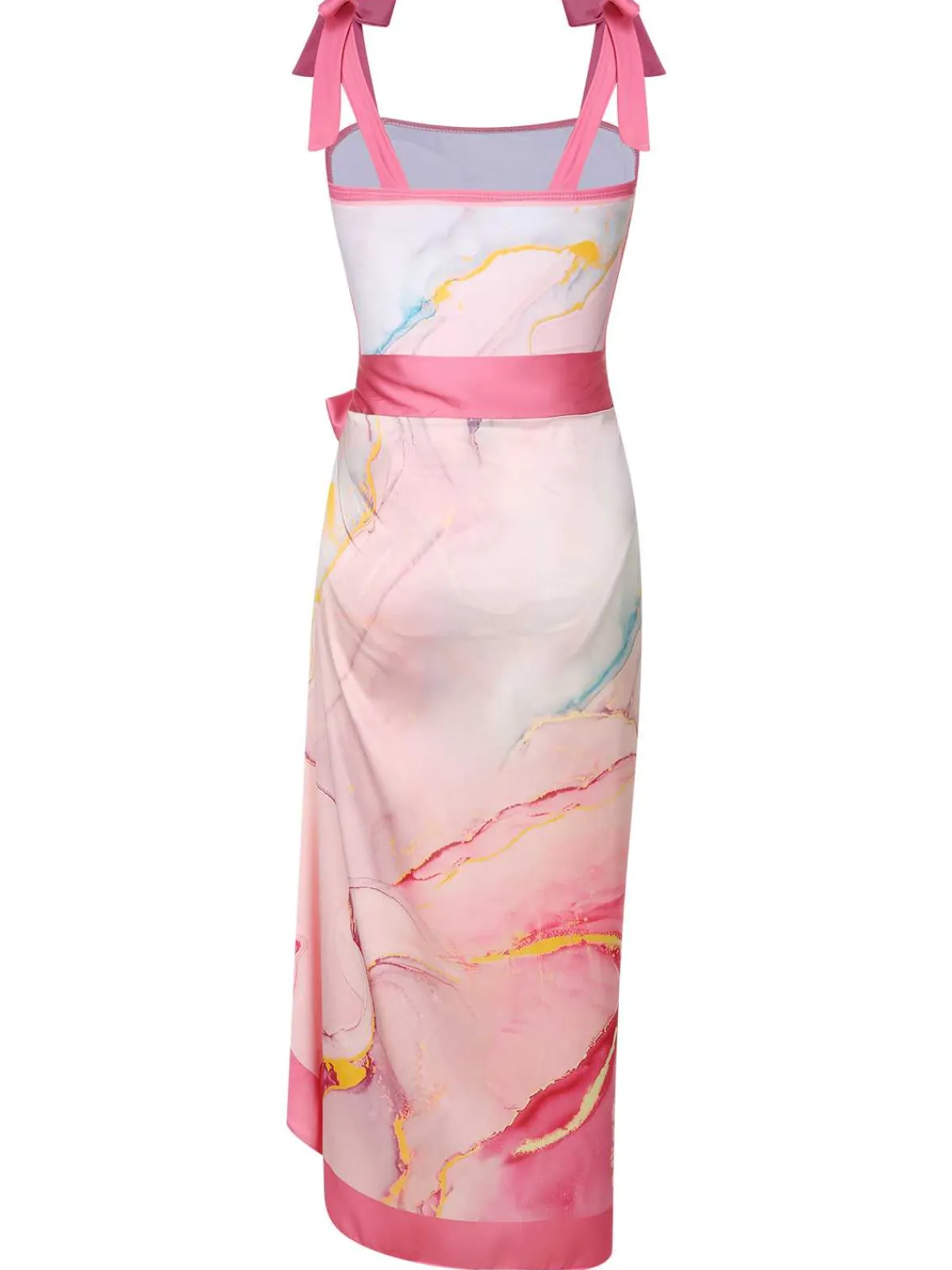 Online Retro Stage 2PCS 1950s Print Swimsuit & Cover-Up Pink