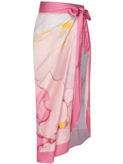 Online Retro Stage 2PCS 1950s Print Swimsuit & Cover-Up Pink