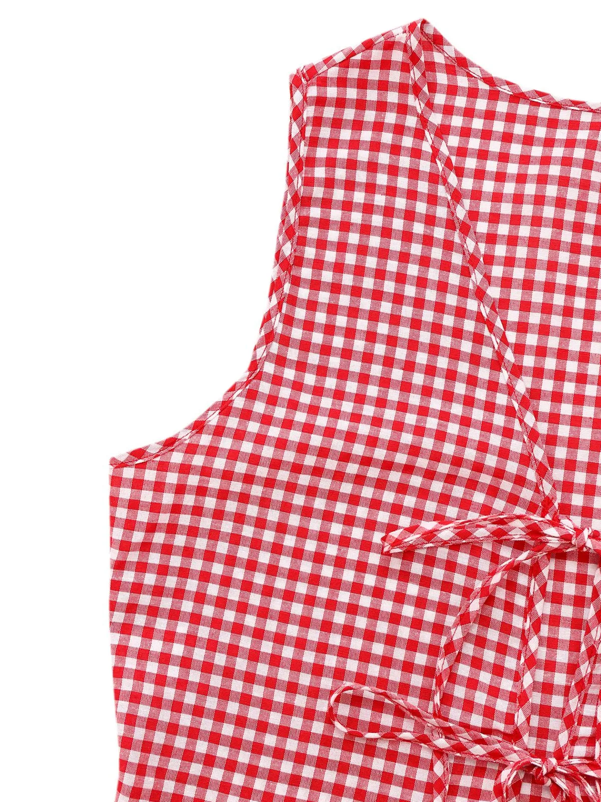 Outlet Retro Stage 2PCS 1950s Plaid V-Neck Bind Vest & Shorts