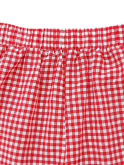 Outlet Retro Stage 2PCS 1950s Plaid V-Neck Bind Vest & Shorts