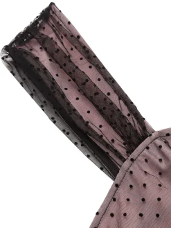 Sale Retro Stage 2PCS 1950s Polka Dot Bowknot Lace Strap Dress Dark Pink