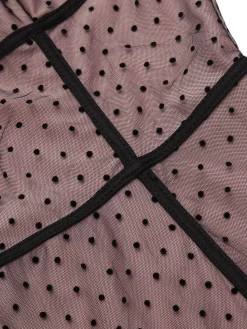 Sale Retro Stage 2PCS 1950s Polka Dot Bowknot Lace Strap Dress Dark Pink