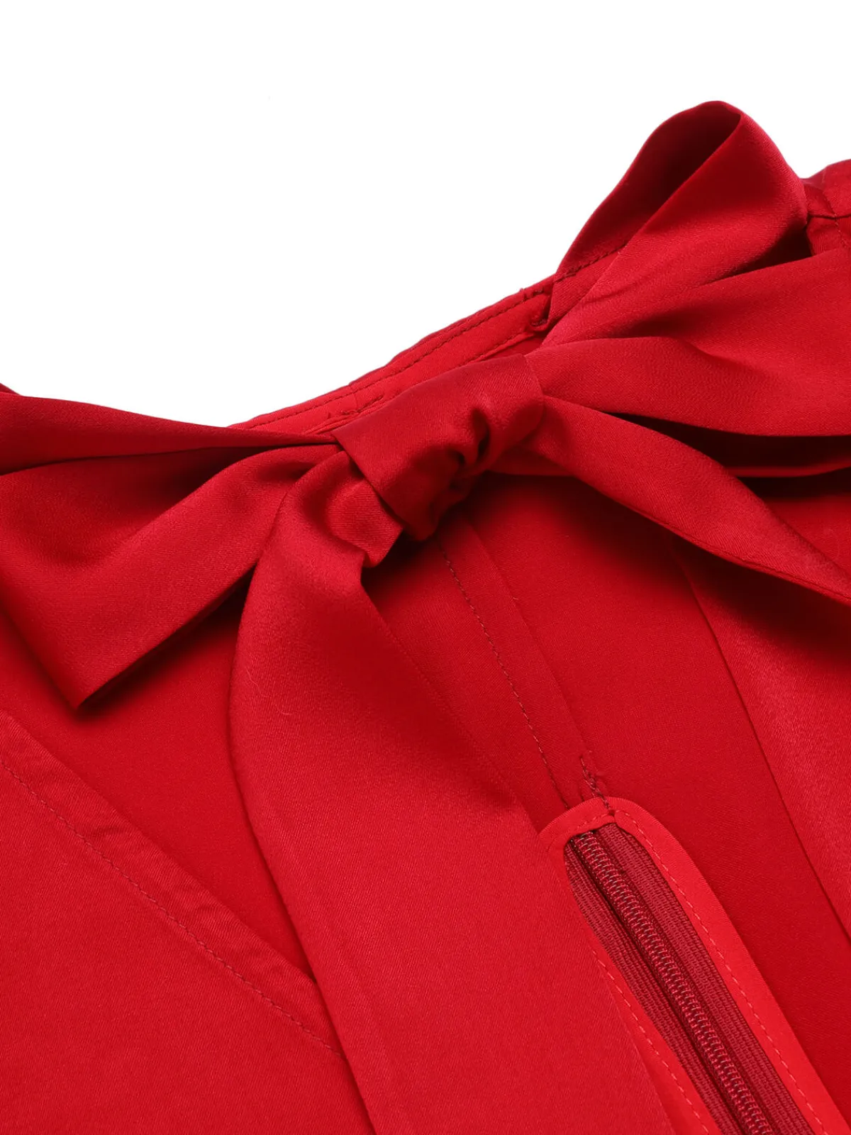 Discount Retro Stage 2PCS 1940s Red Tie-Up Blouse & Black Pants Red & Black